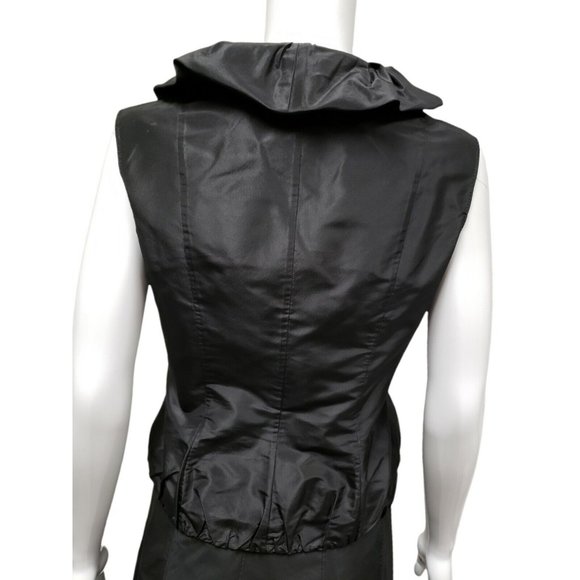Teri Jon Rickie Freeman Black Collared Vest Top Elegant Size US 4 - Picture 3 of 6